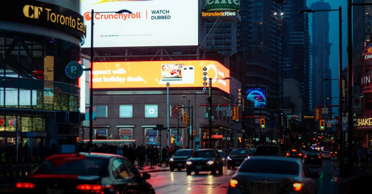 Billboards in a city boosting brand awareness